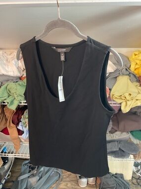 White House Black Market Black Scoop Neck Shell